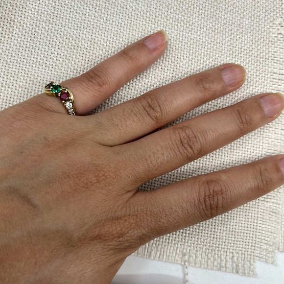 Vintage Gold Over Sterling 925 Multi-Stone Ring – Size 4.75 - Picture 8 of 17